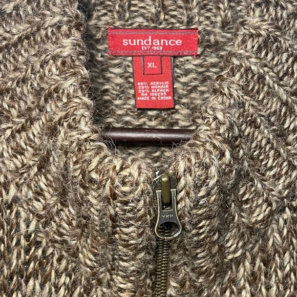 Sundance mohair and alpaca wool knit zip vest XL with pockets - Picture 3 of 4